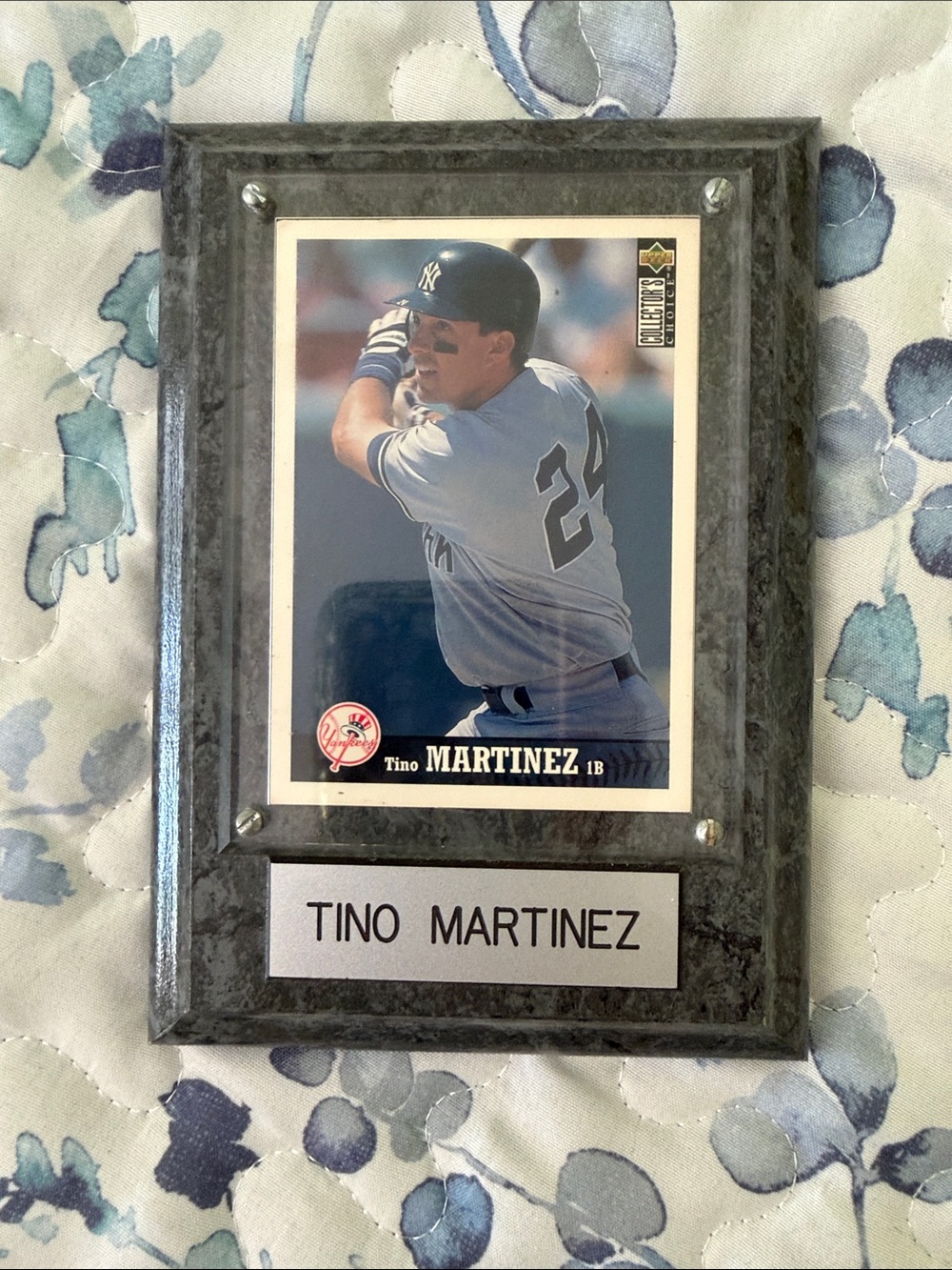 Tino Martinez Framed Sports Card Display Plaque - Gray.